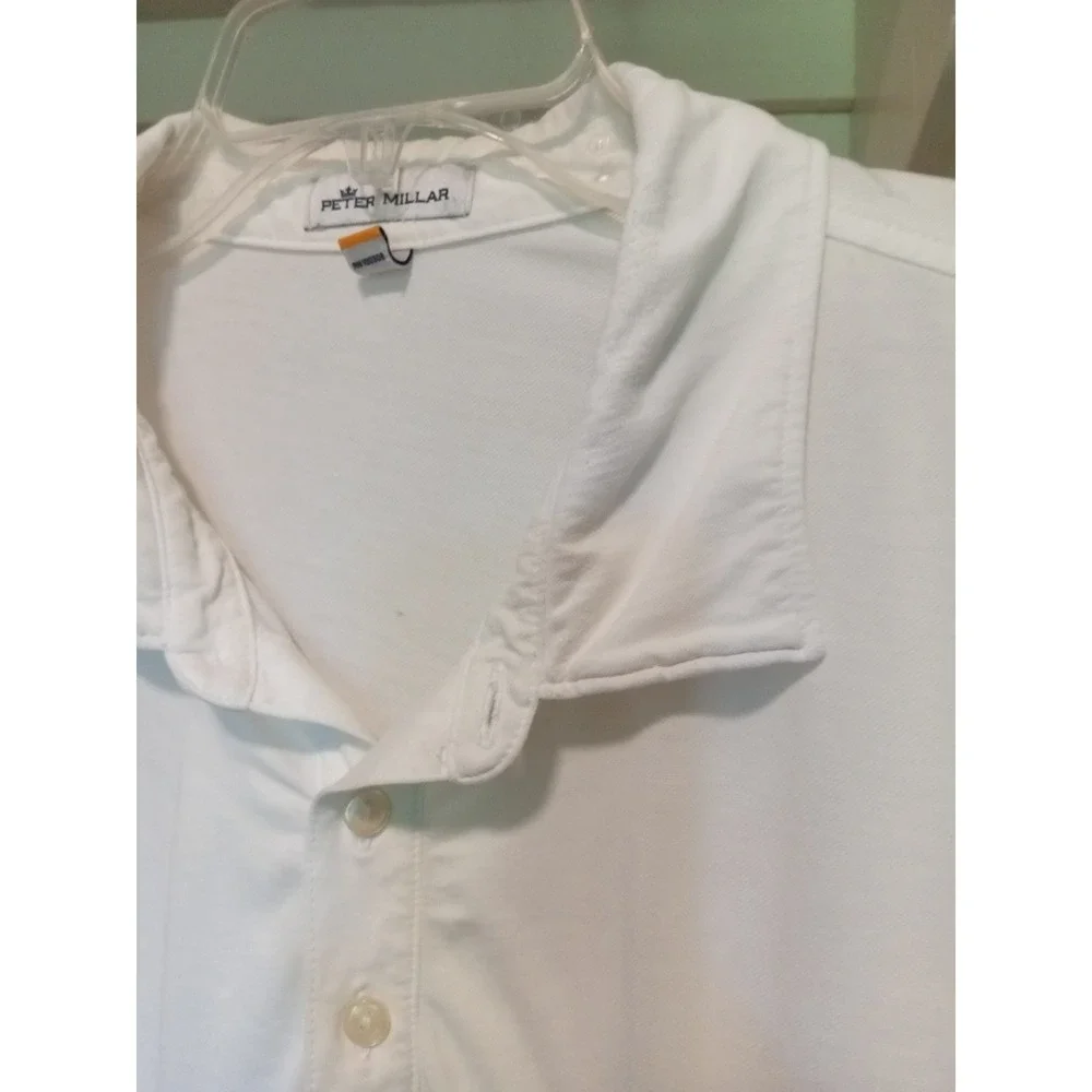 Peter Millar Mens XXL White Pima Cotton Blend Short Sleeve Pocket Polo MS19EK78S